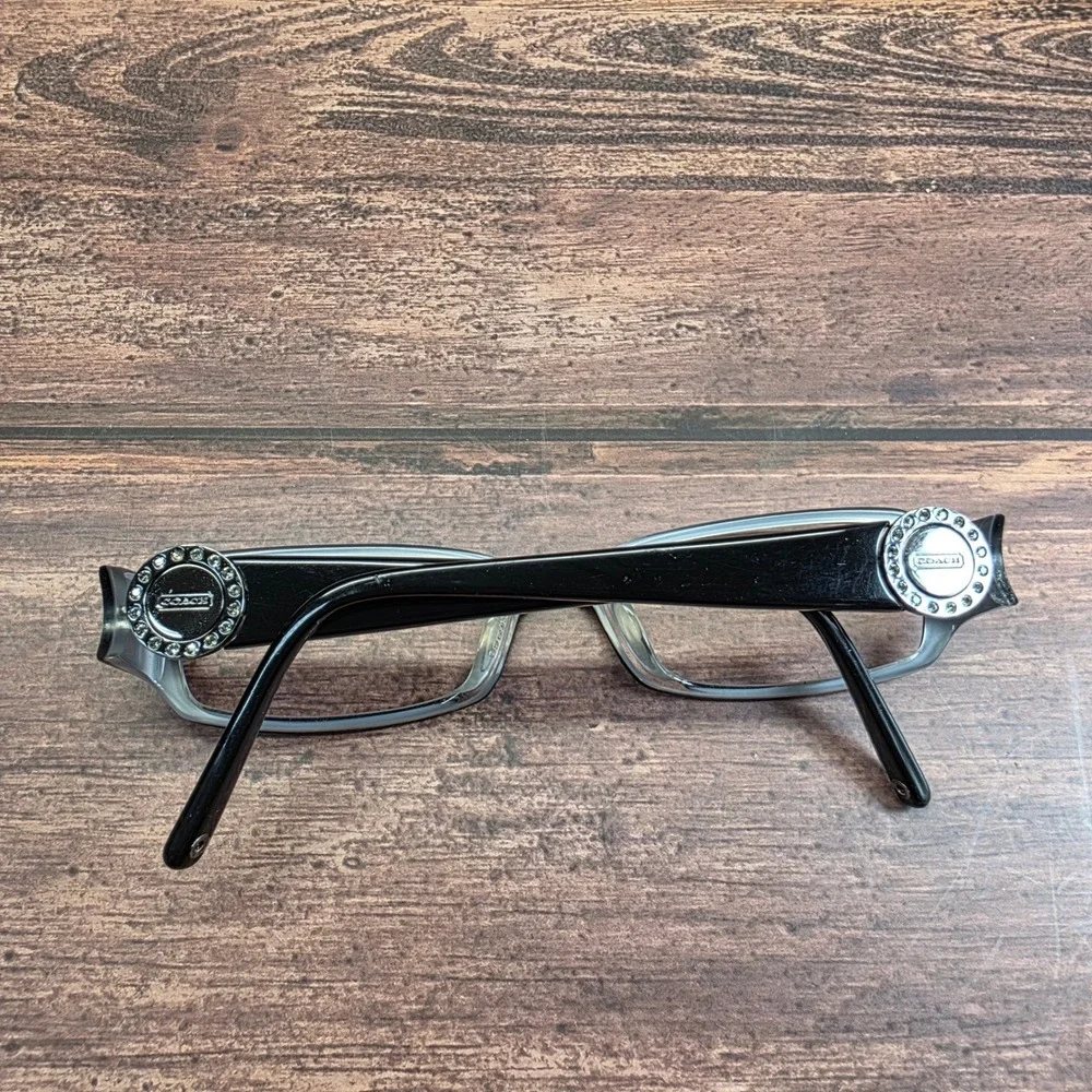 Coach Rosa 583 Black Rectangular Eyeglasses Crystal Logo Monogram 51-17-135